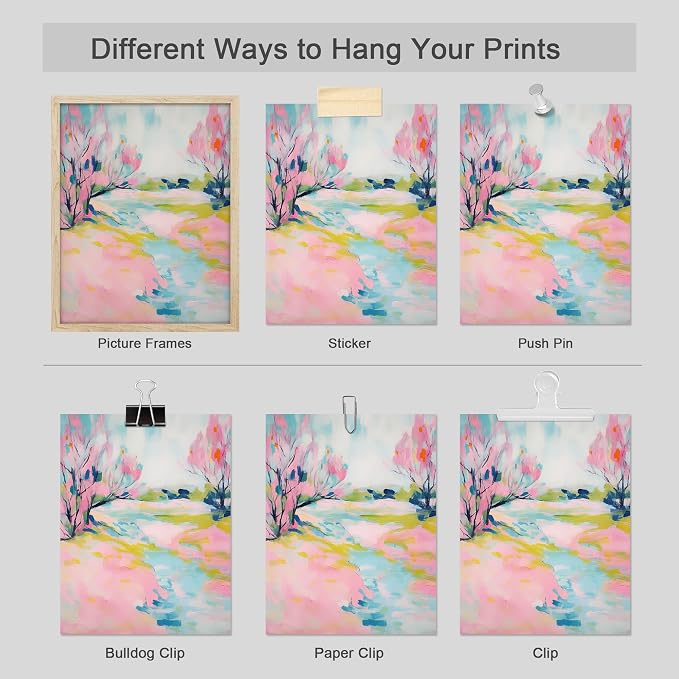 SIGNWIN Adhesive Canvas Poster Vibrant Landscape and Pineapple Colorful Preppy Room Decor Pink Decor Digital Art Modern Art Decorative Multicolor Scenic for Bedroom - 8"x10"x 4