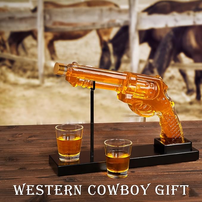 PONPUR Birthday Gifts for Men Dad Christmas, Whiskey Decanter Set with 2 Glasses, Cool Whiskey Bourbon Gifts for Mens, House Warming Anniversary Presents for Husband Him