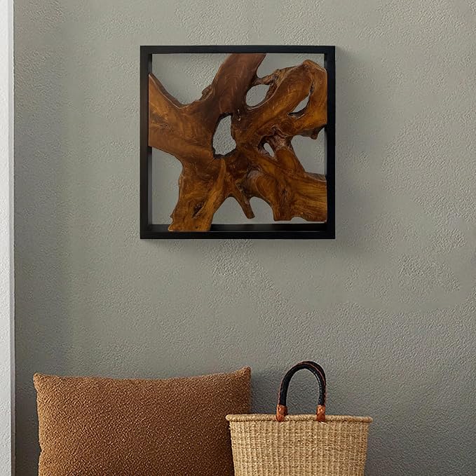 Greenage Wood Wall Art 27.5"x27.5"x2.4" Live Edge Wall Decor for Home Living Room Bedroom Office