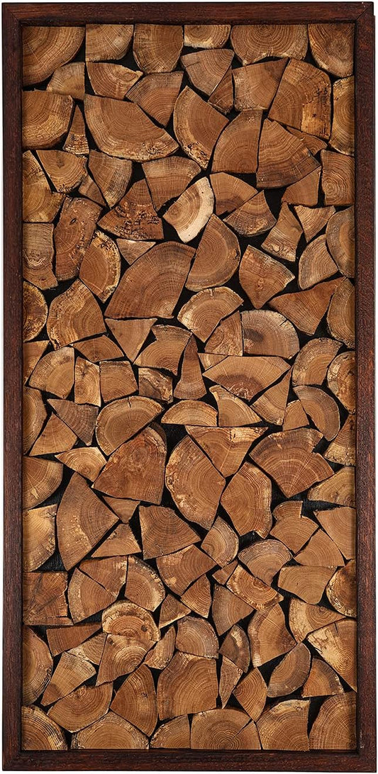 CONSDAN Wood Wall Decor | USA Grown Hardwood, Rustic Wooden Wall Art, Home Decorations for Living Room and Bedroom Aesthetic, Framed and Ready to Hang, End-Grain, 36" x 18"