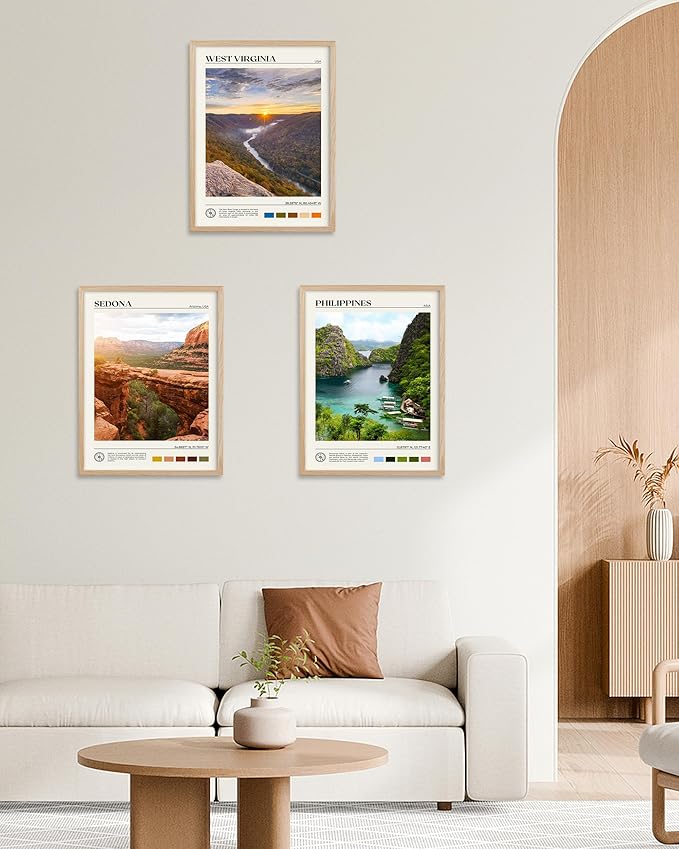 HesenDot Natural OAK Wood Framed Philippines Natural Scenery Wall Art,12x16in Busuanga Island Landscape Canvas Print,Urban Landmark Wall Decor for Living Room,Bedroom,Office Gallery,Set of 1