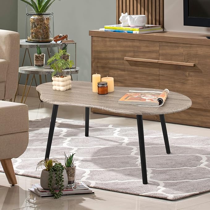 Small Coffee Table Cloud Shaped Living Room Tables Farmhouse Rustic Coffee Tables Wooden Irregular Accent Center Table for Small Spaces Home Office Grey Wash