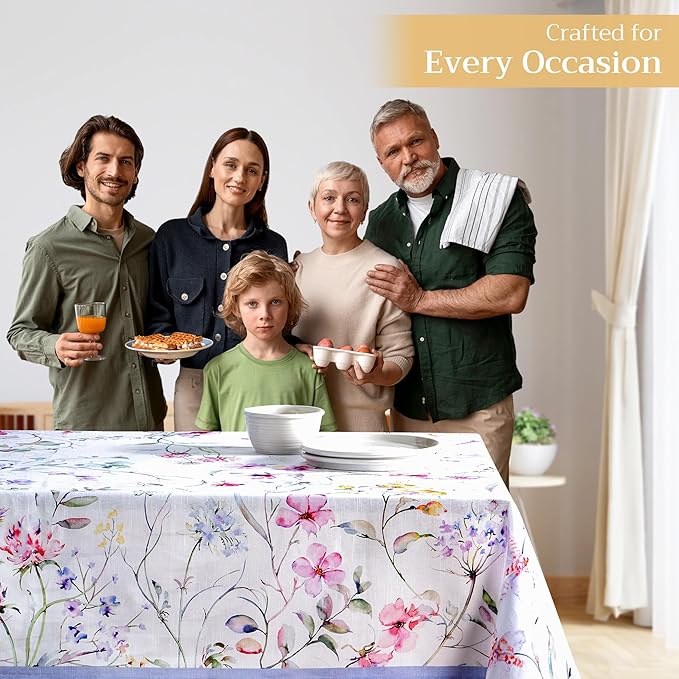 Maison d' Hermine Table Cloth Rectangle Table 100% Cotton 70 x 108 Inches Tablecloth Reusable Decorative for Dining Room Farmhouse Home Valentines Day Decorations Spring Summer - Summer Floral