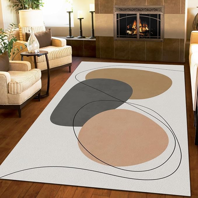 3x5 Area Rug Abstract Mid-Century Geometry Rugs Floor Carpet, Irregular Geometric Art Indoor Non-Slip Rugs for Room Sofa Living Room Mat Bedroom Home Decor Floor Mats