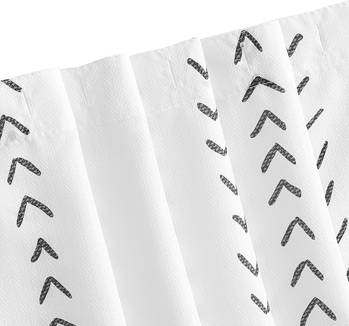 jinchan Black and White Boho Shower Curtain Herringbone Zig Zag Waterproof Fabric Bohemian Modern Farmhouse Arrow Geometric Shower Curtains for Bathroom with 12 Hooks 70x72 Inches
