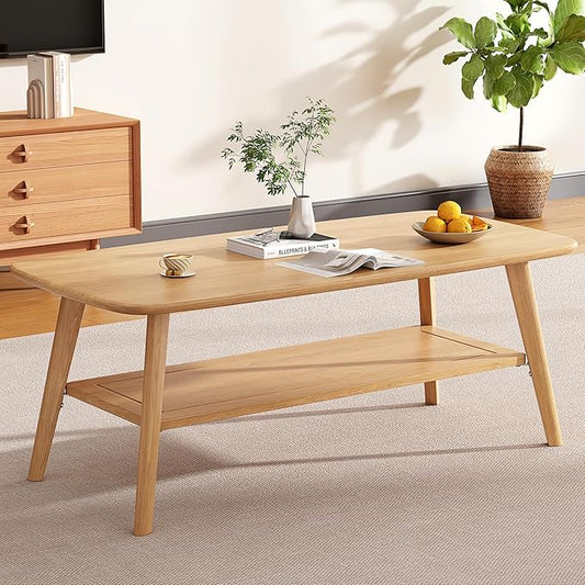 Coffee Table Small Solid Wood Center Table Mid Century Vintage Living Room Coffee Table, Original 47.24 Inch