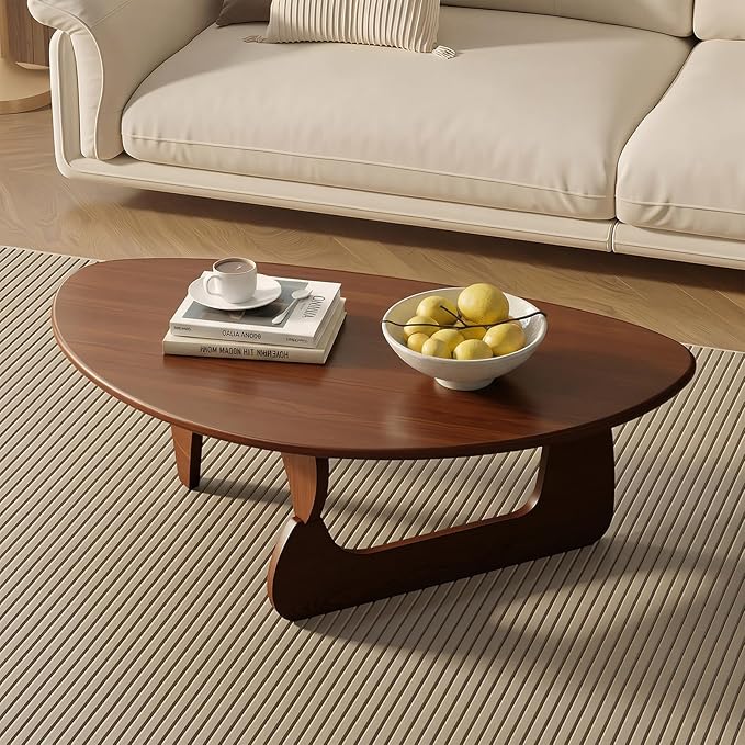 SoulNest Mid Century Small Coffee Table, Walnut Coffee Table for Living Room, Suitable for Living Room, Reception Room or Office (Small, Triangle)