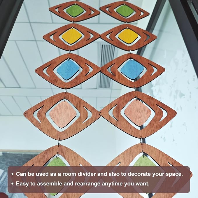 MidModArt 16PCS Retro Mid Century Modern Wall Art MCM Decor for Living Room Bedroom Kitchen Study, MCM Retro Diamond 8.8"x52.2"