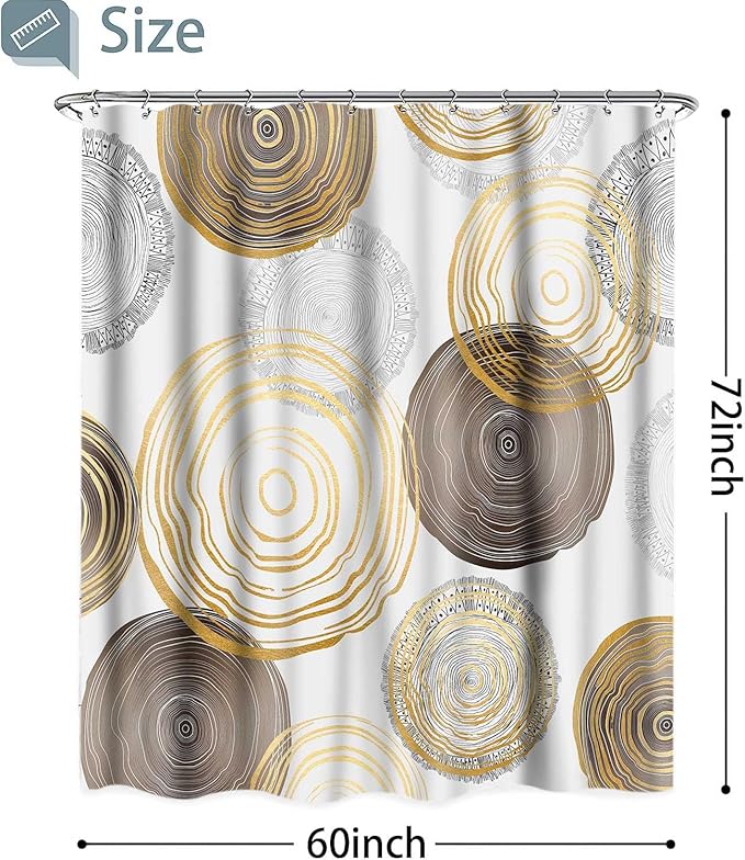Modern Abstract Shower Curtain, 60x72 inch Polyester, Circle Geometric Pattern Shower Curtain Sets, Mid Century Style Bathroom Curtains Decor Set with 10 Hooks YLOKTP0343