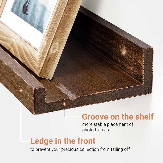 Vivelove Picture Ledge Shelf, Floating Shelves, 48 Inches Long Large Nursery Book Shelves for Nursery Storage, Bookshelf Wall Mounted for Living Room Bedroom Decor Books Photo Frames