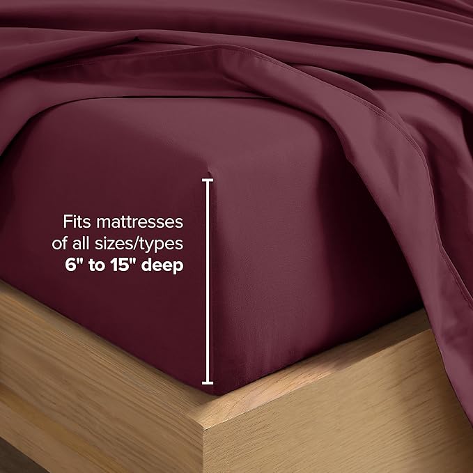 Bare Home Full Sheet Set - 1800 Ultra-Soft Microfiber Full Bed Sheets - Double Brushed - Deep Pockets - Easy Fit - 4 Piece Set - Bedding Sheets & Pillowcases (Full, Burgundy)