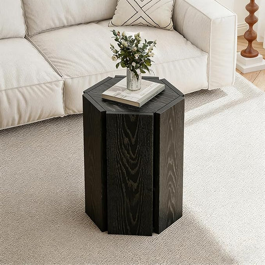 Solid Wood Nesting Coffee Table Set of 2 (2 Tables in 1 Box), Modern Modular End Table with Multiple Layouts, for Living Room Layout - Black - 12.2" L x 12.2" W x 16.7" H