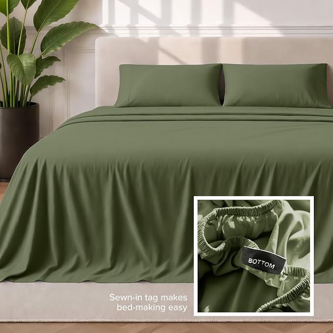 Bare Home Full XL Sheet Set - 1800 Ultra-Soft Microfiber Full Extra Long Bed Sheets - Double Brushed - Deep Pockets - Easy Fit - 4 Piece Set - Bedding Sheets & Pillowcases (Full XL, Cypress)