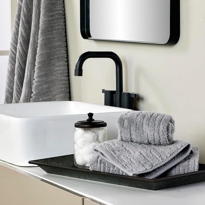 SKL Home CloudSoft Cotton Luxury 4 Pc Wash Set for Bath & Gift, Gray