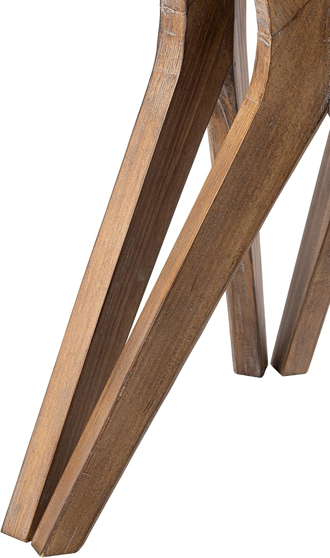 LONYKE Pedestal Farmhouse End Table, Distressed Top with Tripod Base Bedside Table for Living Room, Modern, Boho Decor, Round (1 Pack, White & Walnut)