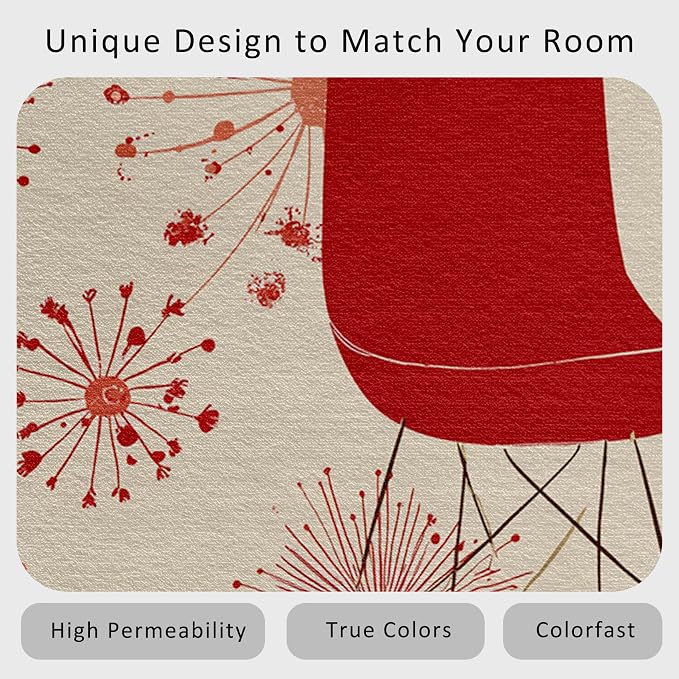 50s Retro Rug Large 8x10 60s 70s Mid Century Modern Pattern Area Rugs for Living Room, Bedroom, 50s Retro Home Decor Accessories Indoor Carpet, Non Slip & Machine Washable