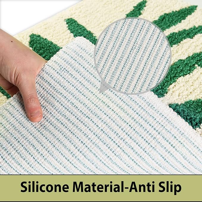 Hi Space Bathroom Rugs 24x16IN Leaves Bath Mat for Bathroom Non Slip Machine Washable Soft Mocrofiber Absorbent Cute Bath Rug Plush Carpet for Tub Shower Sink Fluffy Home Decor Accessories