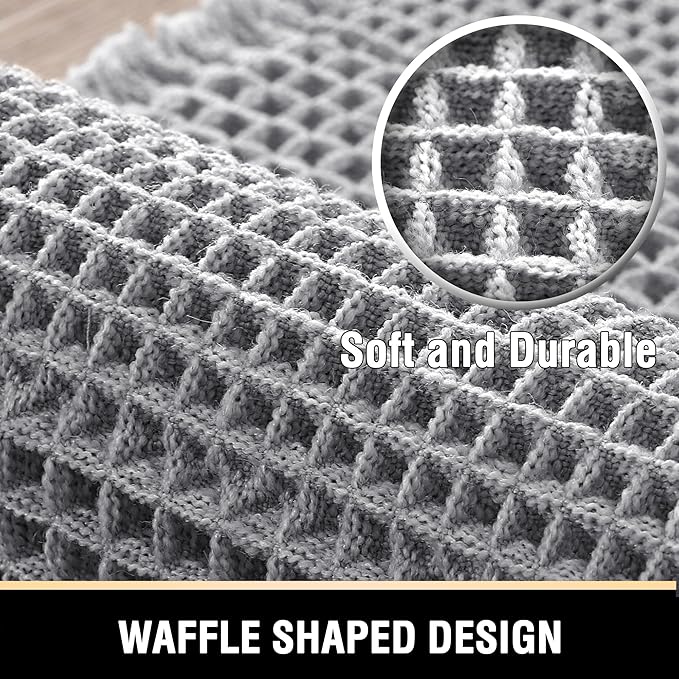 H.VERSAILTEX Upgraded Waffle Bath Mat Super Absorbent Non Slip Bath Rugs for Beside Tub, 17" x 24", Dove