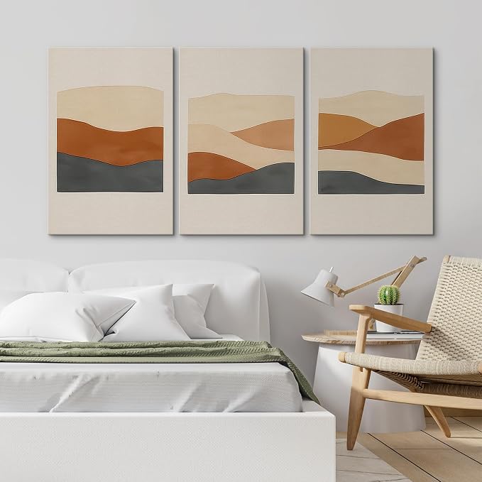 wall26 Canvas Print Wall Art Set Minimalist Geometric Landscape Neutral Illustrations Fine Art Decorative Botanical Rustic for Living Room, Bedroom, Office - 24"x36" x 3