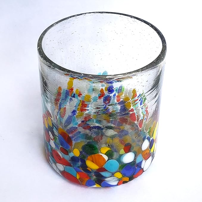 Clear & Confetti 9 oz Short Tumblers (set of 6), Recycled Glass, Lead-free, Toxin-Free (9 oz Tumbler)