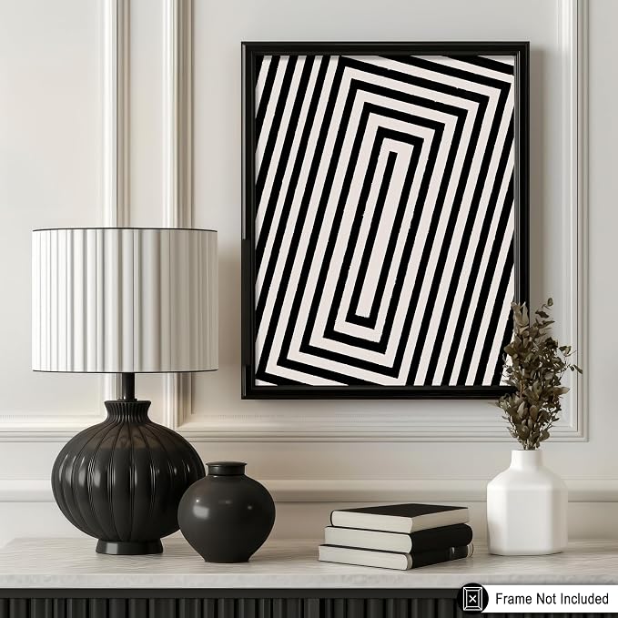 Poster Master Rectangle Tunnel Poster - Angular Swirl Print - Geometric Design - Abstract Design - Japanese Ink Art - Mid Century Modern Illustration - Living Room Decor - 11x14 UNFRAMED Wall Decor