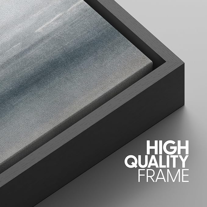 SIGNWIN Framed Canvas Print Wall Art Set Serenity Seascape Soft Blue Ocean Views Modern Art Decorative Rustic Calm/Zen for Living Room, Bedroom, Office - 24"x36"x3 Black