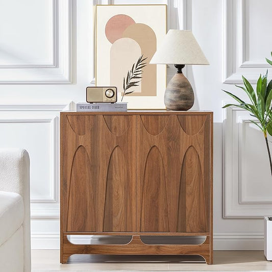 Sideboard Buffet Cabinet with Storage, 31.5” Mid Century Modern Storage Cabinet with Adjustable Shelf and 2 Doors for Dining Room, Living Room,Entry