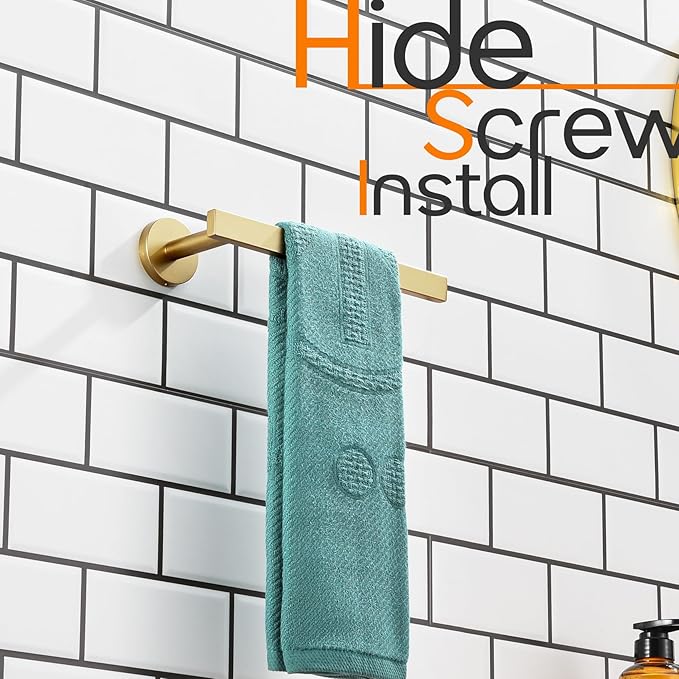 Hand Towel Rings Bathroom Towel Holder Modern Small Bath Towel Bars Stainless Steel Wall Mounted Brushed Gold AN3001GD