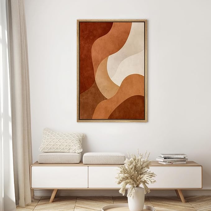 SIGNWIN Framed Canvas Print Wall Art Terracotta Abstract Shapes Modern Minimalist Geometric Decorative Multicolor Colorful Rustic for Living Room, Bedroom, Office - 24"x36" NATURAL