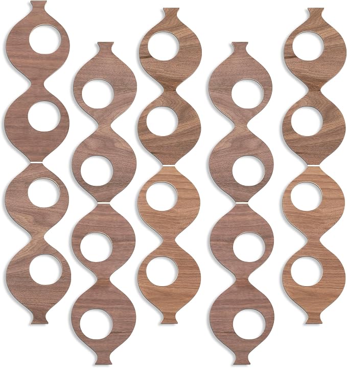 AceOrbit 5Pcs 23.6in Mid Century Wall Art Wood Mid Century Elegance Decor Accents Abstract Wall Sculpture Geometric Panels for Retro 70s Interior Panel Art for Home Living Room Bedroom Decor