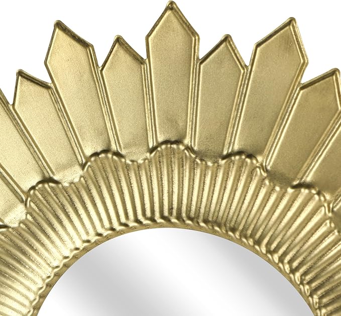 NIKKY HOME Vintage Sunburst Round Wall Mirror, 17.8 Inch Metal Framed Decorative Large Mirror for Bathroom, Living Room, Office, Gold Finish
