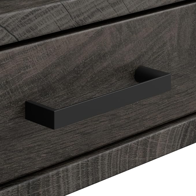 Bush Home Steele 54W Writing Desk with Storage in Dark Gray Hickory | Large Wooden Computer Table for Home Office Workspace