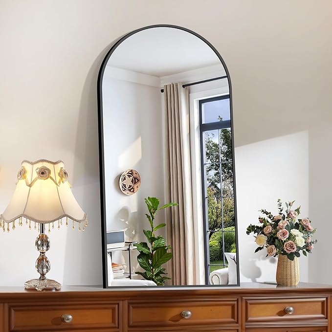 CIRCUMI Arched Wall Mirror, 22"x44" Black Arched Mirror with Tempered Glass, Metal Frame, Large Size for Bathroom, Living Room,Entryway,Over Sink, Arch Mirror for Decor,Shatterproof&Crystal-Clear