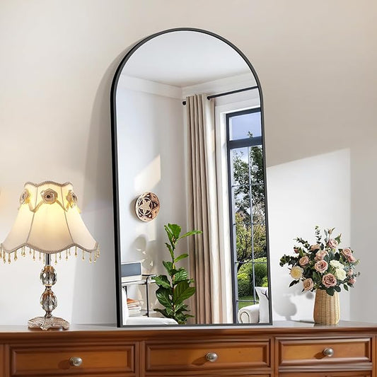 CIRCUMI Arched Wall Mirror, 22"x44" Black Arched Mirror with Tempered Glass, Metal Frame, Large Size for Bathroom, Living Room,Entryway,Over Sink, Arch Mirror for Decor,Shatterproof&Crystal-Clear