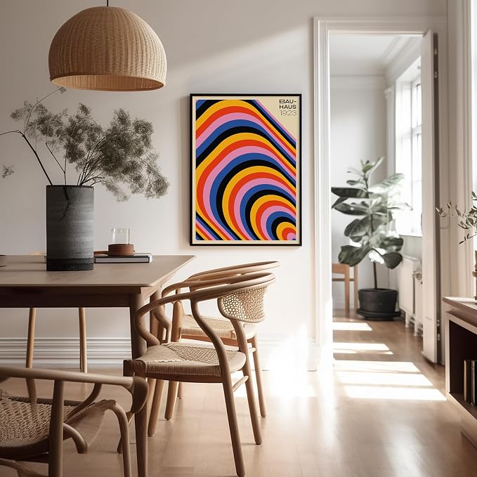 Poster Master Bauhaus Poster - Psychedelic Stripes Print - Abstract Art- Geometric - Graphic Design - Chic Boho - Mid Century Modern Art - 8x10 UNFRAMED