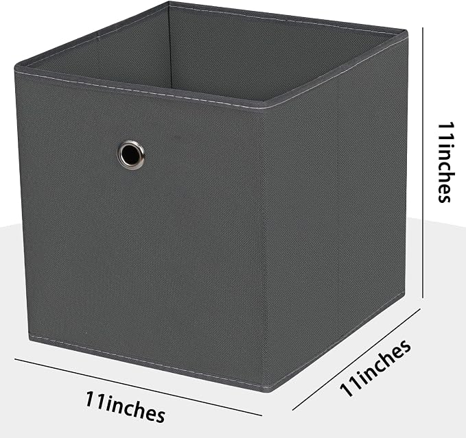 Foldable Storage Cubes Bins ,11 Inch Cloth Storage Cube Fabric Storage Box Cubes Organizer Baskets with Dual Handles for Home Organizer Set of 12 (Grey)
