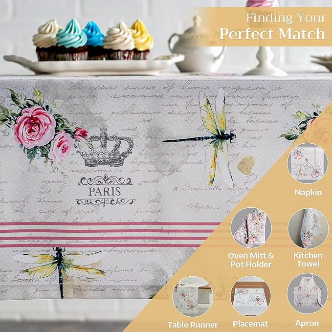 Maison d' Hermine Table Cloth Rectangle Table 100% Cotton 60 x 108 Inches Tablecloth Reusable Decorative for Dining Room Farmhouse Home Valentines Day Decorations Spring Summer - Champ De Mars