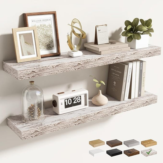 30 Inch Floating Shelves for Wall 2 Pack, 30" Wall Shelves for Books, Storage, Decor, Wall Mounted Floating Shelf with Invisible Brackets for Kitchen, Living Room, Rustic