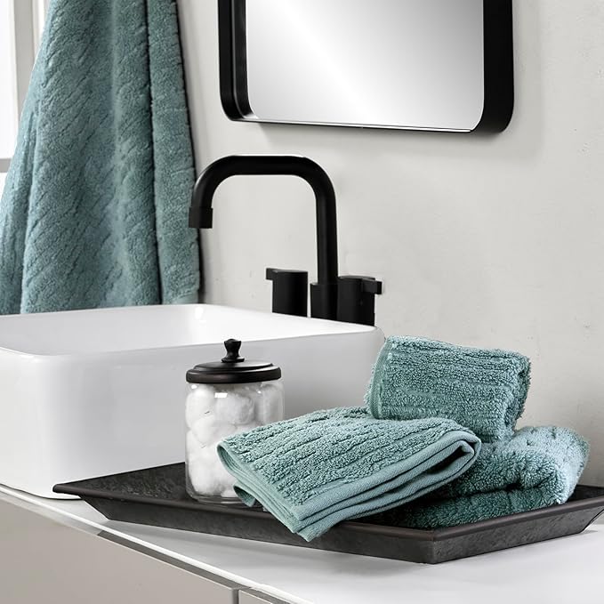 SKL Home CloudSoft 100% Cotton Luxury 6-Piece Towel Set, 600 GSM, Ultra Plush & Absorbent - 2 Bath Towels, 2 Hand Towels, 2 Washcloths, Teal