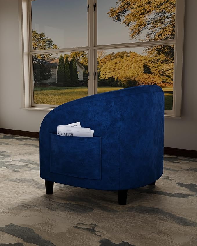 GarveeHome Accent Chair for Living Room Barrel Club Chair with Soft Padded Seat & Sturdy Legs for Bedroom Waiting Room Reception Chairs - Blue