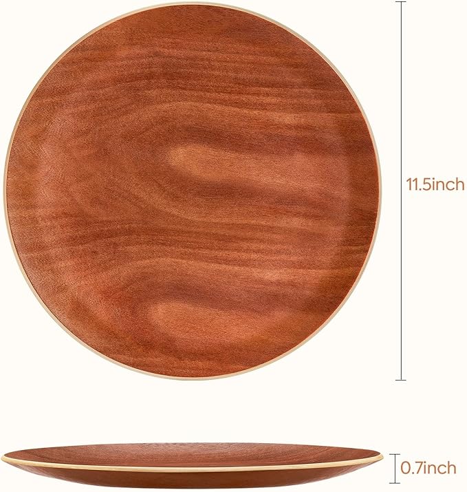 Yangbaga Acacia Wood Serving Tray,Round Decorative Tray for Living Room,Modern Coffee Table Tray,Serving Platters for Home Decor,Ottoman,Bed,Kitchen,Bathroom, Breakfast,Bar