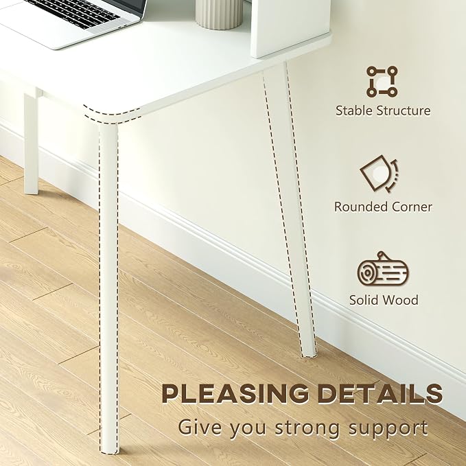 IOTXY Small Writing Desk with Hutch - 31.5" Work Computer Study Table with Drawer for Home and Office, White