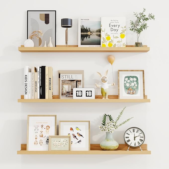 Axeman 36 Inch Floating Shelves, Oak, Wall Mounted, 3 Shelves, Easy Assembly, 22 lbs Capacity