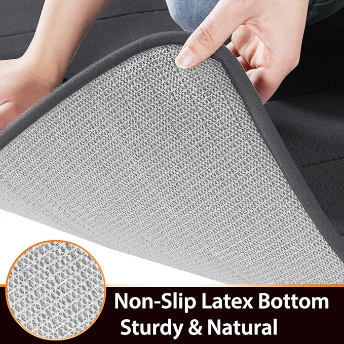 Yimobra Memory Foam Bath Mat, Super Soft Absorbent Bathroom Rug Non Slip 31.5x20 Inch, Quick Dry, Machine Washable Floor Carpet for Tub Shower, Home Decor Accessories, Dark Gray
