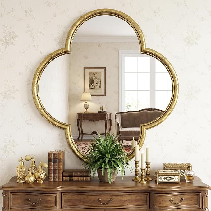 Uniclinens Gold Decorative Mirror 31.5" - Large Wall Mirror Decor with Metal Frame, Ideal for Entryway, Fireplace, Living Room, Hallway, Bathroom