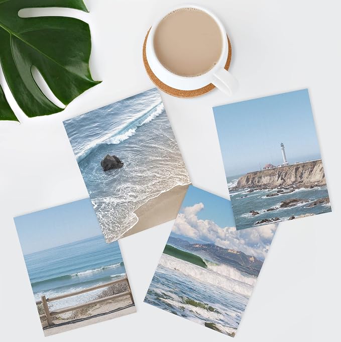 SIGNWIN Poster Bathroom Decor 11"x14"x 4, Wall Art Room Decor Multicolor for Living Room, Bedroom, Office White Aerial View Blue Ocean Wave Beach Shore Nature Wilderness Realism Decorative Landscape