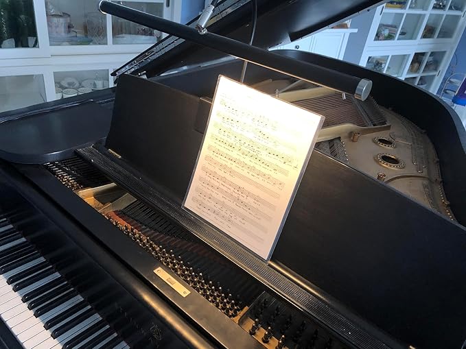 Cocoweb 19" LED Grand Piano Light in Antique Brass with Dimmer Clip
