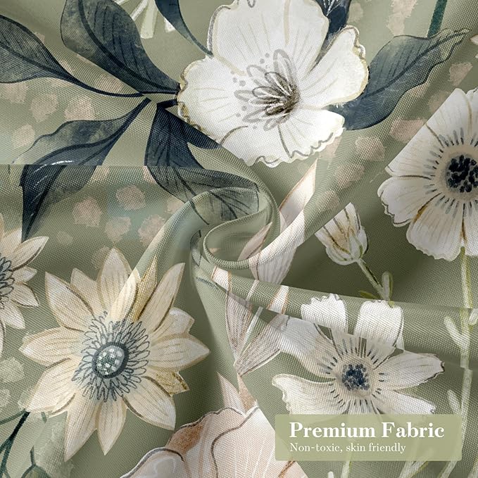 MitoVilla Long Boho Shower Curtain Set 72 x 78, Modern Spring Floral Shower Curtains 78 inch Long for Chic Elegant Bathroom Decor, Summer Colorful Fabric Flower Shower Curtain