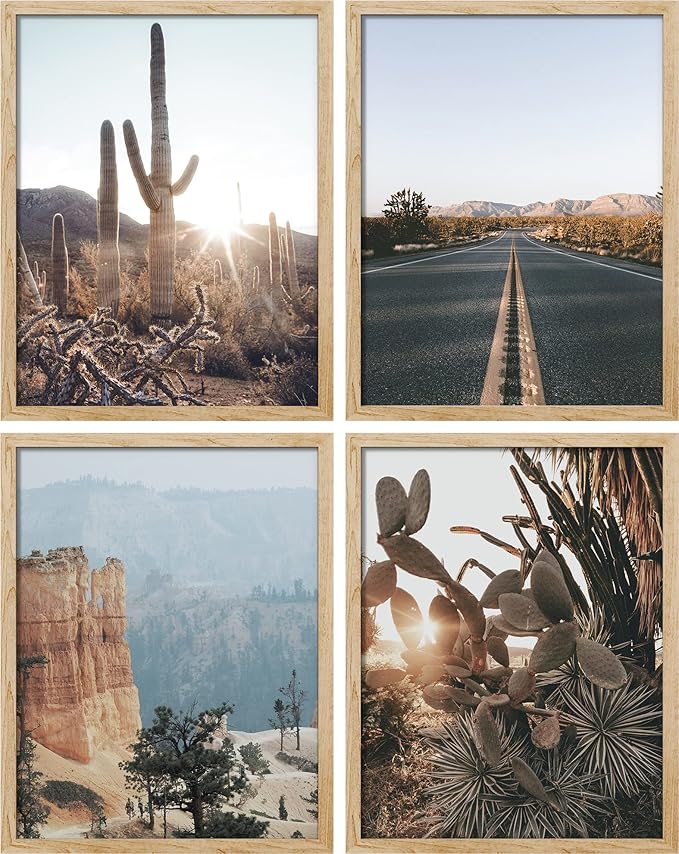 SIGNWIN Adhesive Canvas Poster Southwest Texas Arizona Saguaro Cactus Desert Landscape Nature Wilderness Photography Modern Art Decorative Zen Relax/Calm Multicolor Scenic for Bedroom - 12"x16"x4