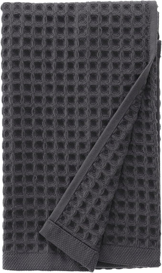 sea me at home Waffle Hand Towel – 100% Turkish Cotton, Quick-Dry, Soft and Absorbent Bathroom Towel (Charcoal)